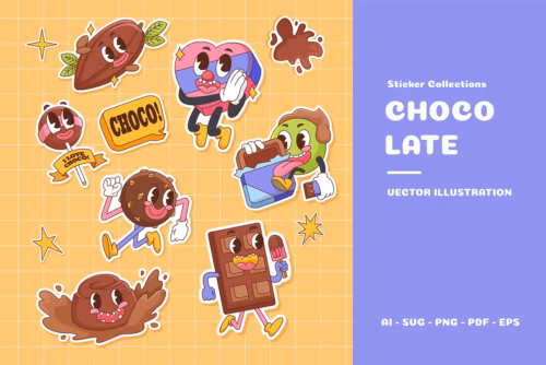 Vintage Retro Chocolate Sticker