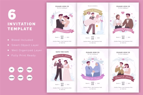 Cartoon Wedding Card Invitation