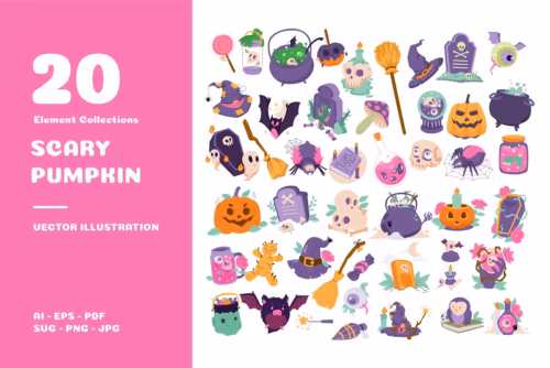 Spooky Cute Halloween Elements