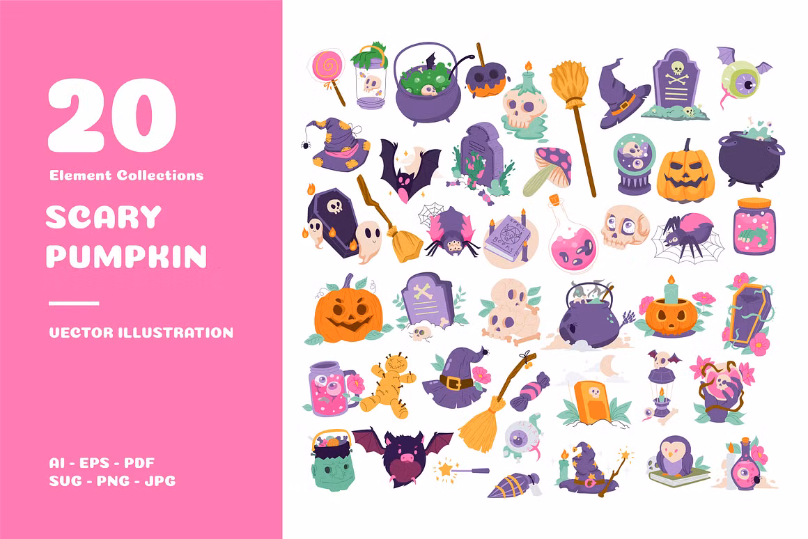 Spooky Cute Halloween Elements