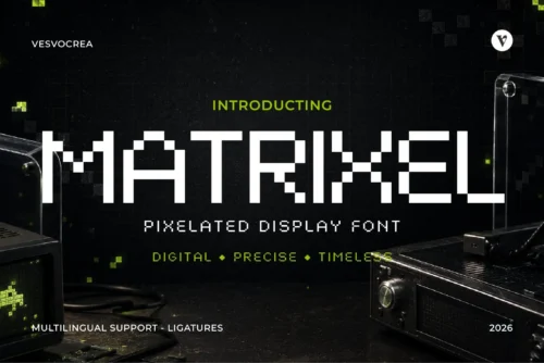 pixelated display font