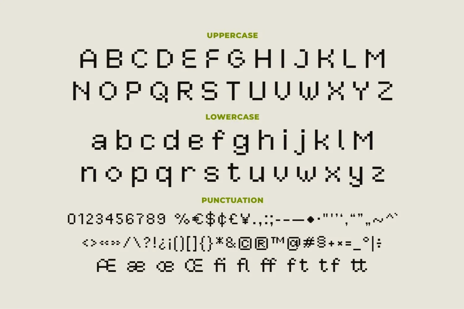 pixelated display font
